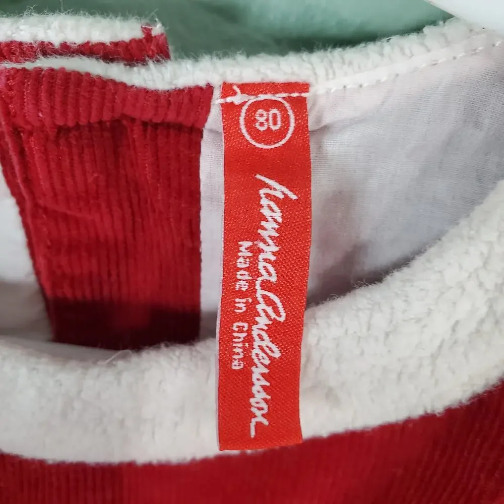 Hanna Andersson Toddler Girl Red Corduroy Embroidered Snowflake Dress Size 80